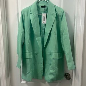 Mint green double breasted blazer